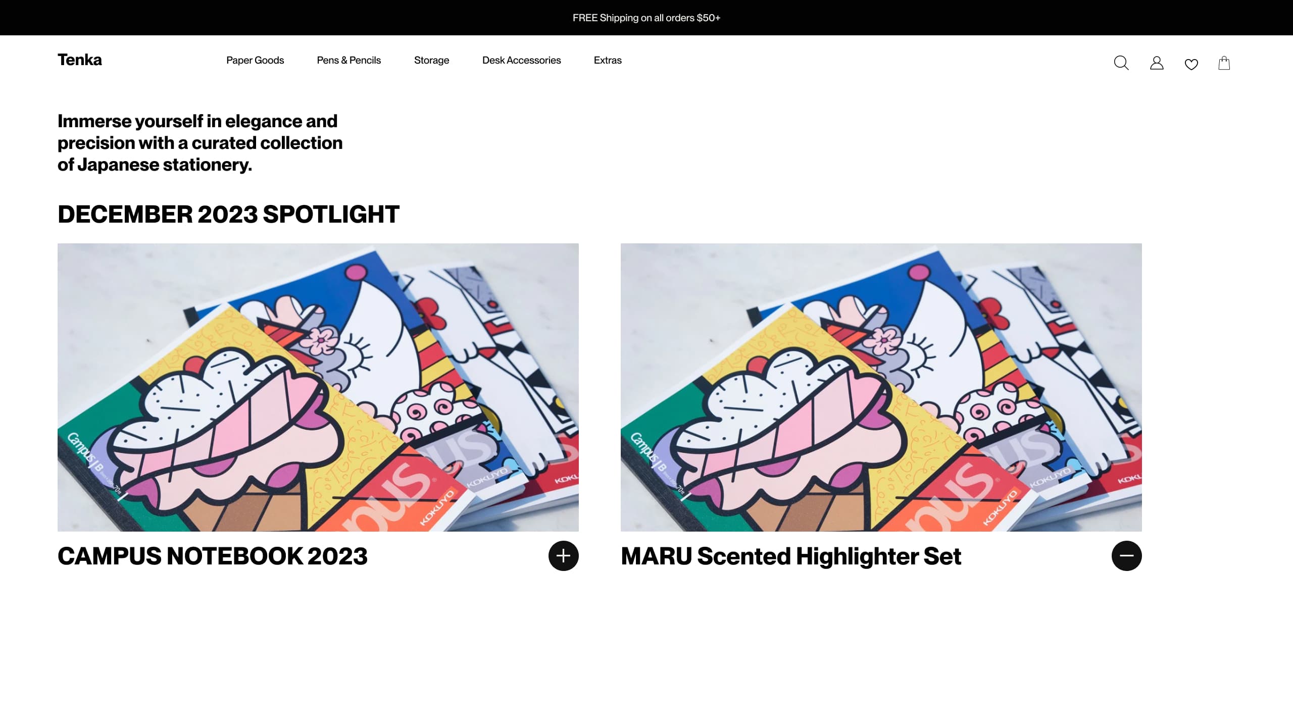 Homepage featuring December 2023 spotlight